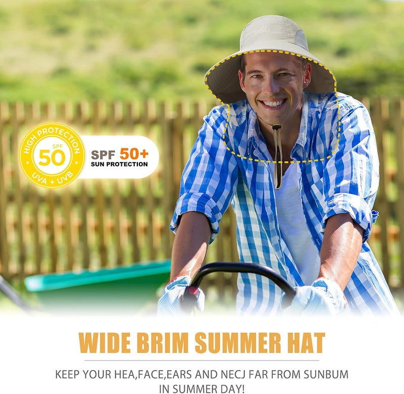 KOOLSOLY Outdoor Sun Hat for Men with 50+ UPF Protection Safari Cap Wide Brim Fishing Hat with Neck Flap, for Dad… - Image 5