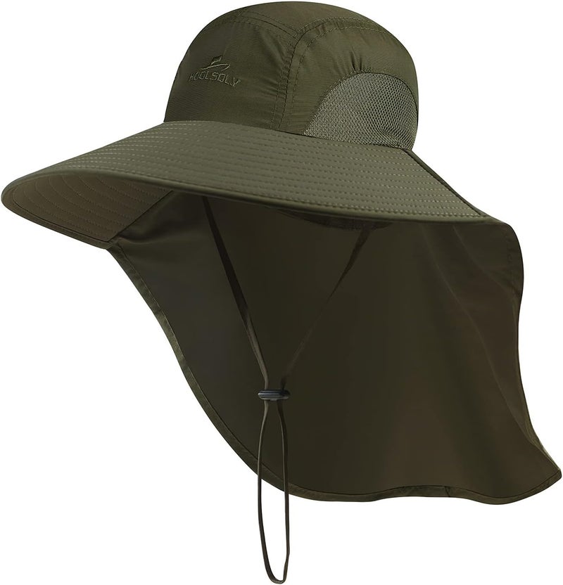 KOOLSOLY Outdoor Sun Hat for Men with 50+ UPF Protection Safari Cap Wide Brim Fishing Hat with Neck Flap, for Dad… - Image 1