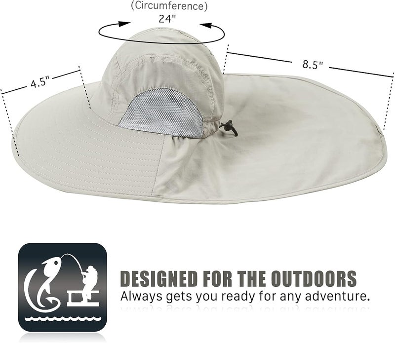 KOOLSOLY Outdoor Sun Hat for Men with 50+ UPF Protection Safari Cap Wide Brim Fishing Hat with Neck Flap, for Dad… - Image 3