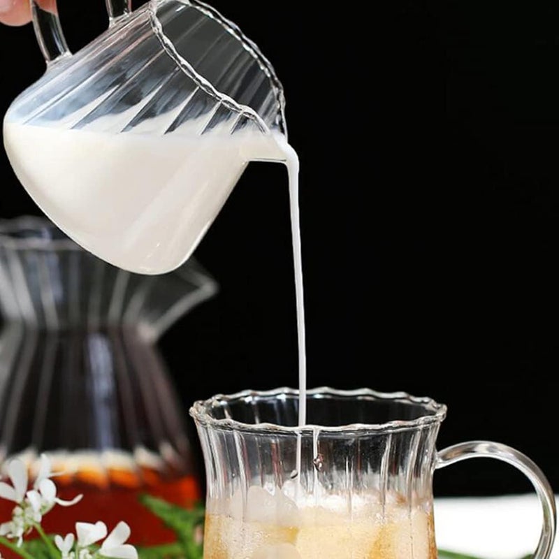 راحة إبريق كريمة زجاجي كلاسيكي بمقبض، صبّاب حليب، إبريق شراب قهوة، إبريق صلصة، وعاء تقديم كريمة الحليب، أوعية غمس، كوب لاتيه شفاف للمطبخ - Image 3