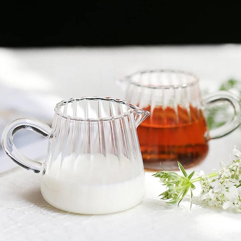 راحة إبريق كريمة زجاجي كلاسيكي بمقبض، صبّاب حليب، إبريق شراب قهوة، إبريق صلصة، وعاء تقديم كريمة الحليب، أوعية غمس، كوب لاتيه شفاف للمطبخ - Image 4