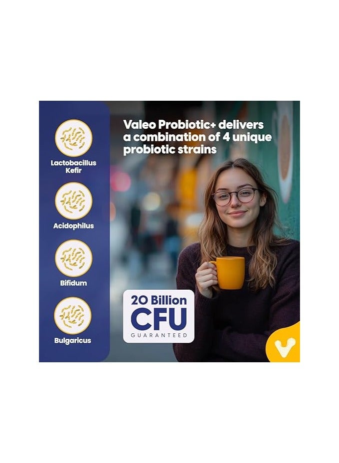 Valeo Probiotic+ | 20 Billion CFUs with 4 Probiotic Strains| Supports Digestive Health, Immune Function, and Gut Flora Balance | Health Supplement for Men & Women | 60 Capsules (300) - Image 5