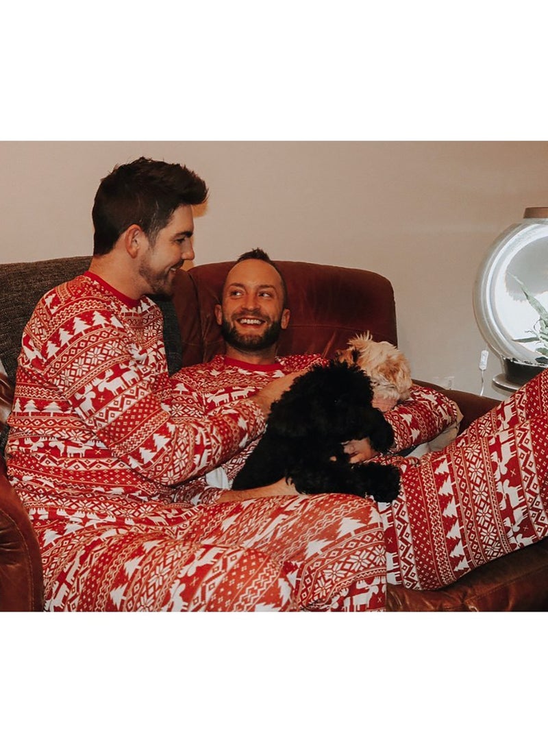 Children's Family Matching Pajamas Vacation Suits Long Sleeves Parent-Child Pajamas Home Clothes Suitable for Women Men Children and Pets (Women) - Image 5