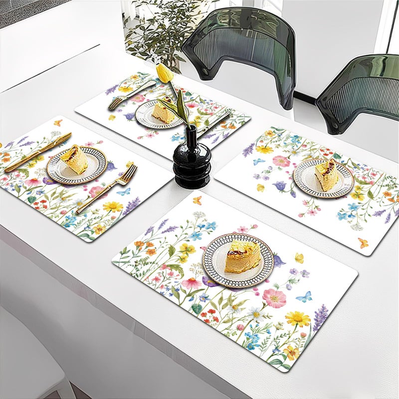 Tarklanda Spring Wildflower Placemats Set of 6 Decorative Floral Vinyl Placemat 11x15.7 Inch Wipeable Watercolor Flower Table Mat for Wedding Birthday Bridal Shower Garden Party - Image 5