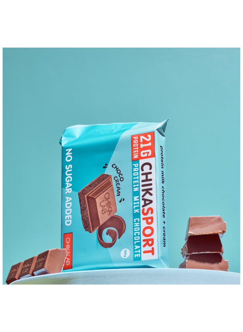 Chikalab - CHIKASPORT Collagen Protein Milk Chocolate with Choco Cream Filling High Fiber and No Sugar Added 4x100g - Image 1