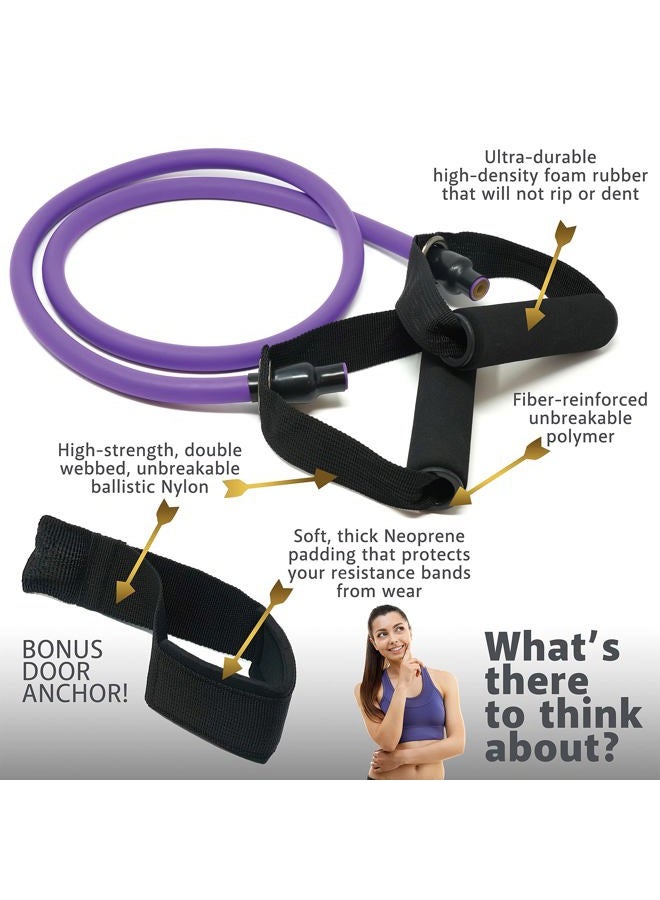 TRIBE Single Resistance Bands Set, Exercise Bands, Workout Bands with Fitness Band, Handles, Door Anchor & eBook for Resistance Training, Physical Therapy, Gym & Home Workout Gear. One Single Band Set - Image 2