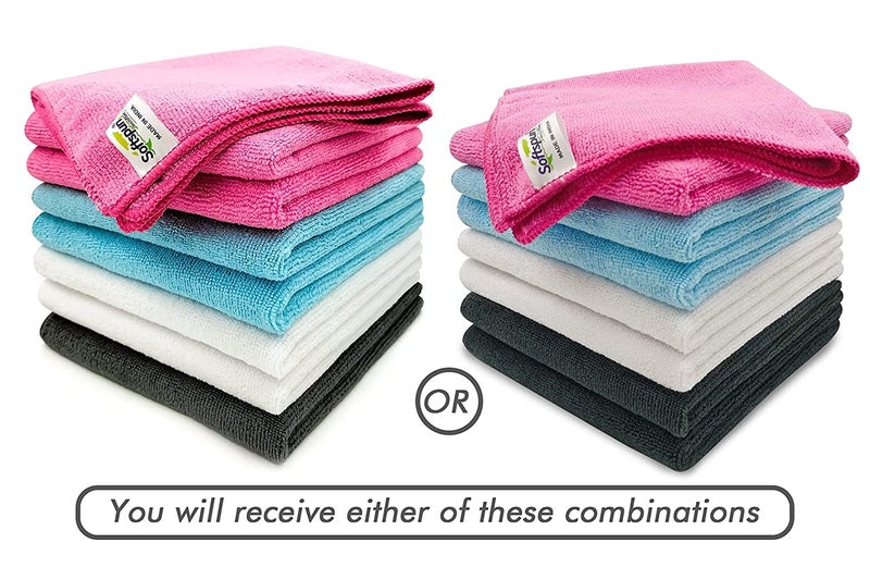 SOFTSPUN Microfiber Basics Cleaning Cloths, 8 pcs 40x40cms 220GSM Multi-Color Highly Absorbent, Lint and Streak Free, Multi - Purpose Wash Cloth for Kitchen, Car, Window, Stainless Steel - Image 2