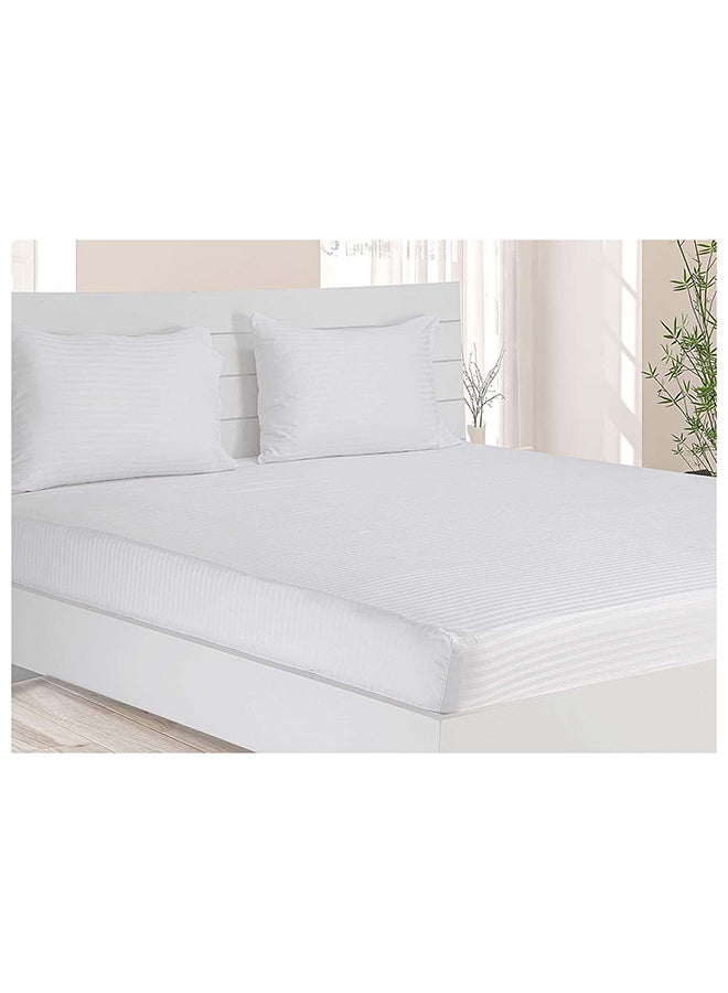 HOTEL COLLECTION Stripe WHITE Fitted Sheet 160x200 cm with 2 Pillow Cases - Image 1