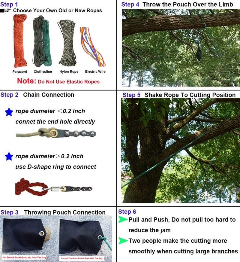 Homyall upgrade 53 Inch High Reach Tree Limb Hand Rope Chain Saw Cuts Branches Manual Pocket Chainsaw with 68 Sharp Blades on Both Sides for Gardening Camping Hiking Survival Gear-No Ropes Included - Image 4