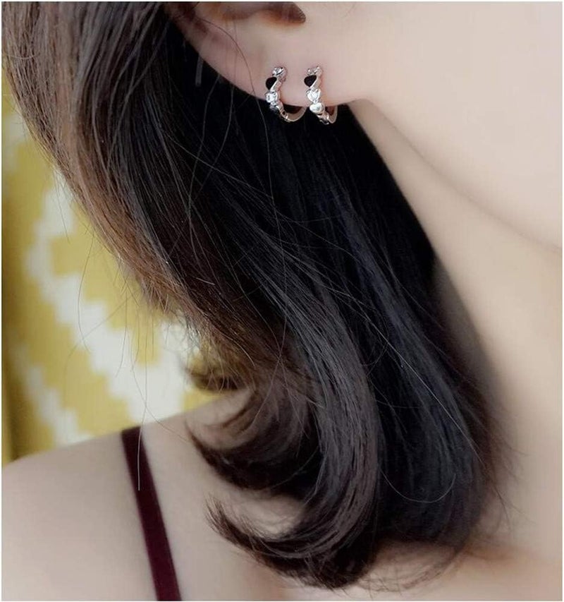 Dtja Double Love Heart Cubic Zirconia Sleeper Small Hoop Earrings for Women Teen Girls Cartilage Tiny Cute CZ Huggie Hoops Hypoallergenic for Sensitive Ear - Image 3
