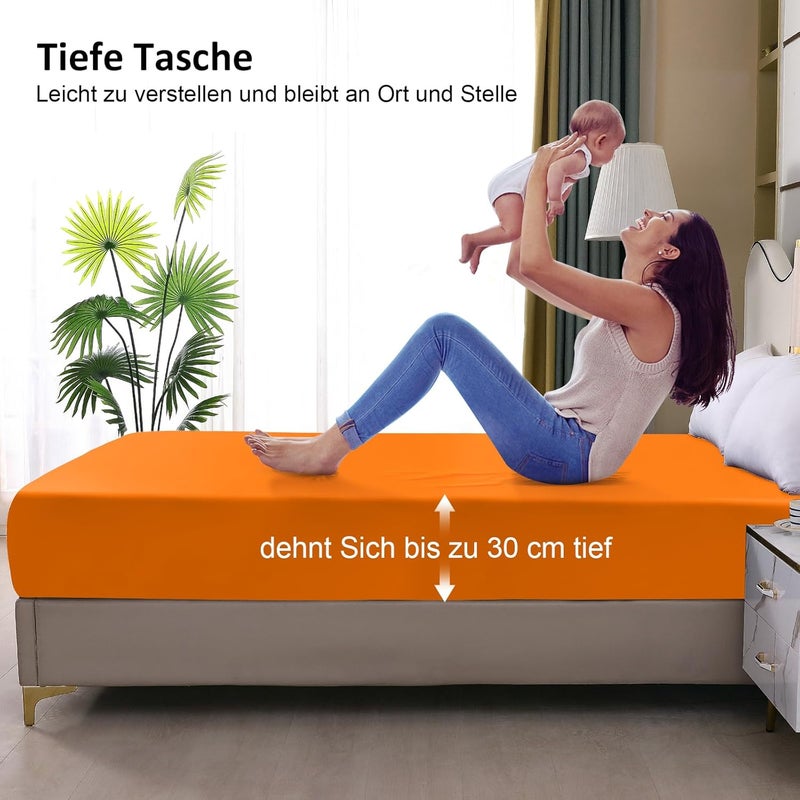 ohano Waterproof Mattress Protector 90 x 200 cm Fitted Sheet, Waterproof and Breathable Mattress Cover, Incontinence Pad, Moisture Protection, Fitted Sheet, for All Seasons, Orange - Image 5