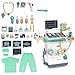 deAO Doctor Kit for Toddlers 35 Kids Doctor Playset Toys Pretend Station Set with Cart CostumeStethoscope and Thermometer Halloween Costume Gift for Boys Girls Role Play Green - Image 2