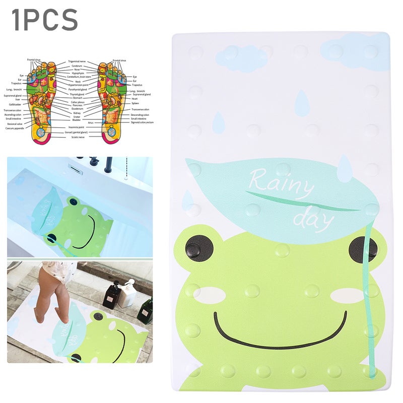 PVC Cartoon Bathroom Mat Anti- Foot Shower Room Mat Bathtub Mat for Home Use (Frog) - Image 1