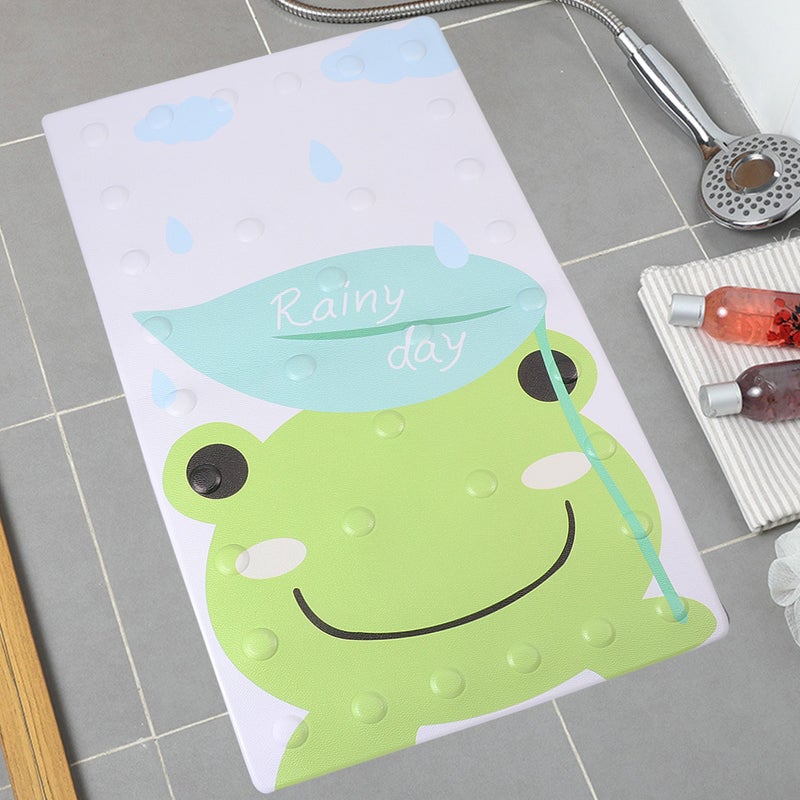 PVC Cartoon Bathroom Mat Anti- Foot Shower Room Mat Bathtub Mat for Home Use (Frog) - Image 4