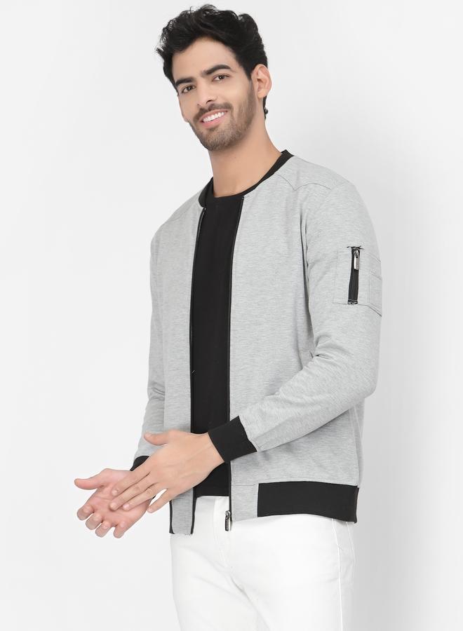 PAUSE Men Grey Regular Fit Contrast Trim Jacket - Image 3