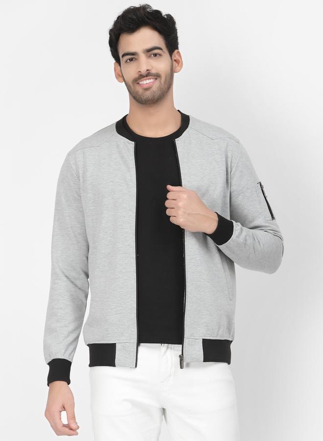 PAUSE Men Grey Regular Fit Contrast Trim Jacket - Image 1