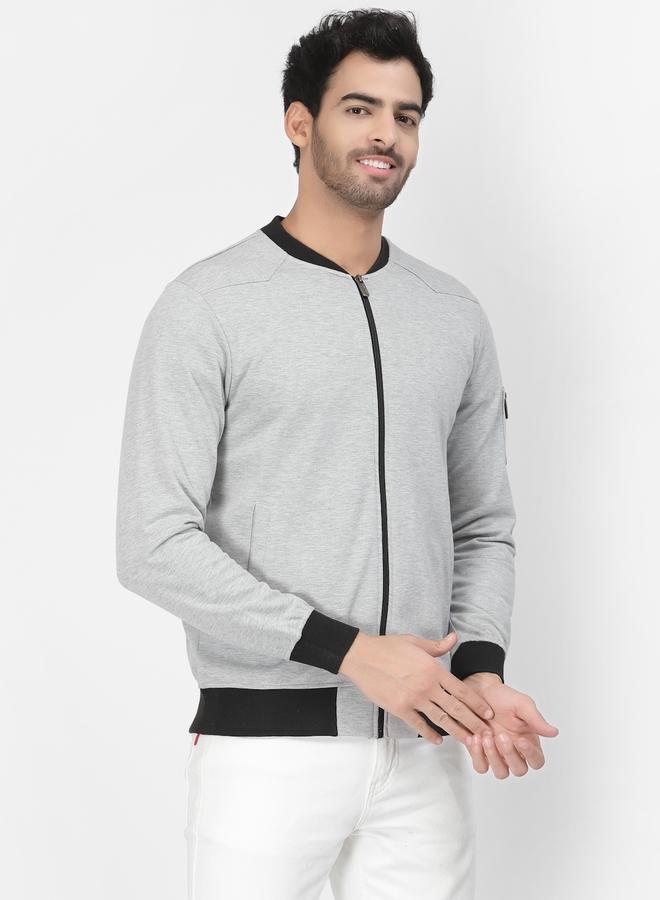 PAUSE Men Grey Regular Fit Contrast Trim Jacket - Image 4