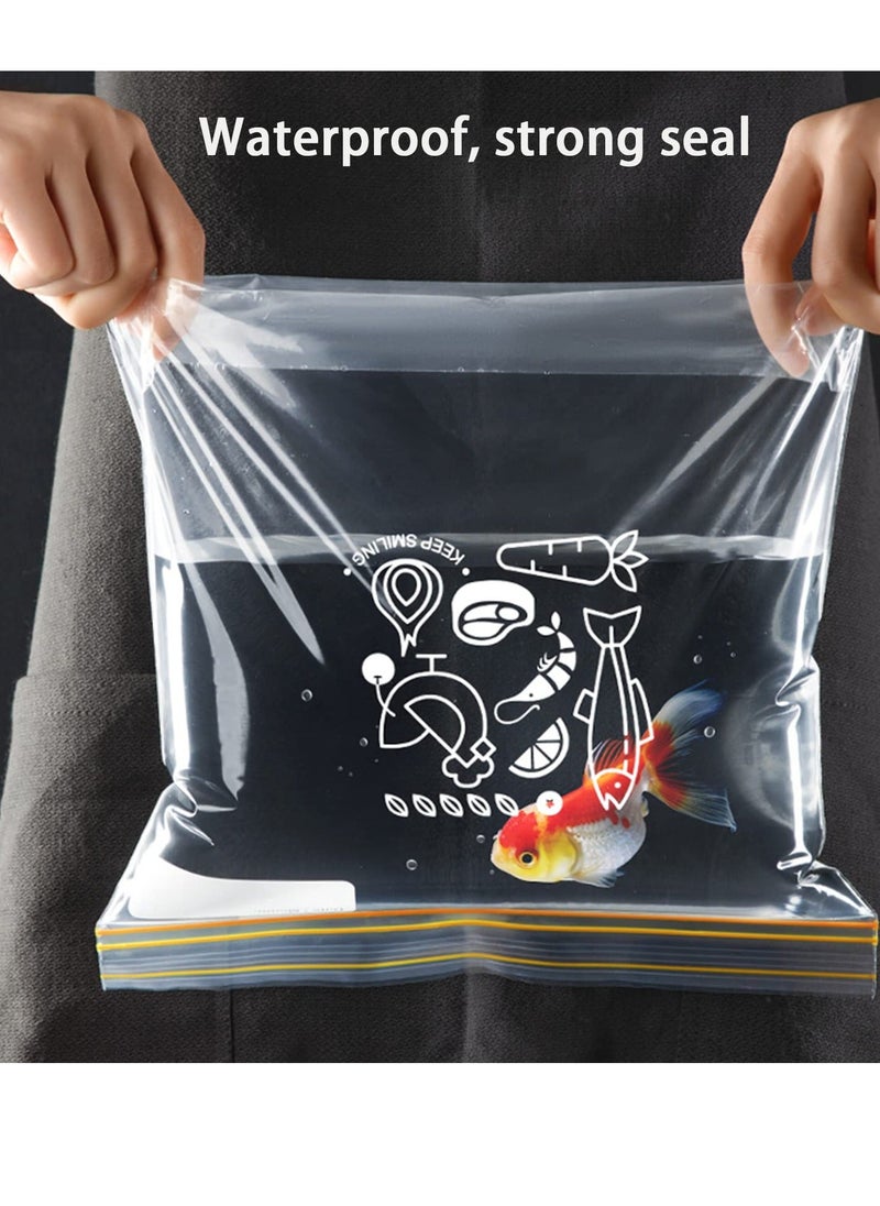 KASTWAVE Storage Bags Reusable Ziplock, Clear Freezer Bag Stand Up Food Storage Bag Leakproof Sealed Sandwich Bags Markable Date Microwaveable Grip Sealing Bag for Vegetable Fruit Juice Clothes, 50Pcs 18x20cm  - Image 5