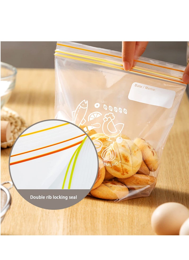 KASTWAVE Storage Bags Reusable Ziplock, Clear Freezer Bag Stand Up Food Storage Bag Leakproof Sealed Sandwich Bags Markable Date Microwaveable Grip Sealing Bag for Vegetable Fruit Juice Clothes, 50Pcs 18x20cm  - Image 2