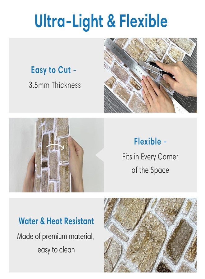 COMSTICKC 3D Self-Adhesive Wall Panels, Pack of 10, Wall Cladding, Self-Adhesive Stone Look, 30 x 30 cm - Image 4