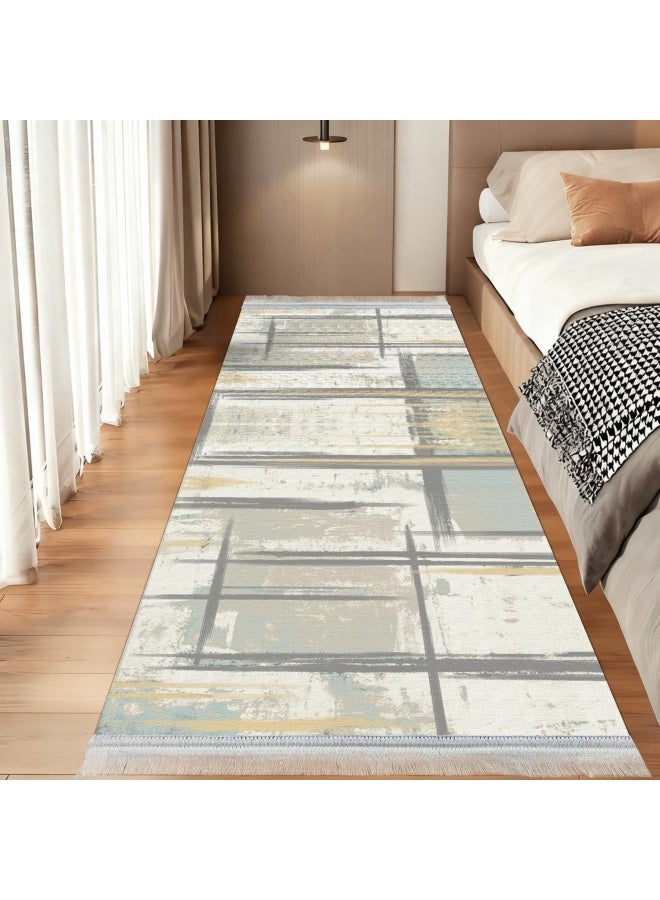 SMART HOME Long, padded, and soft hallway rug 300x100 cm – Bedroom and hallway rug – Modern geometric pattern floor rug – Luxurious entryway and corridor rug – Comfortable everyday home rug - Image 1