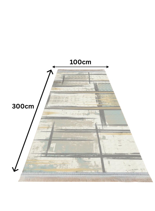 SMART HOME Long, padded, and soft hallway rug 300x100 cm – Bedroom and hallway rug – Modern geometric pattern floor rug – Luxurious entryway and corridor rug – Comfortable everyday home rug - Image 2