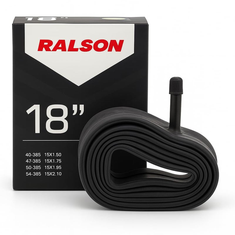 RALSON 18 Inch Bicycle Inner Tube (18x1.50–18x2.125) Fits 40-355/47-355/50-355/54-355/57-355 | 48mm AV Schrader Valve | Butyl Rubber Tube for Kids Bike, BMX, Scooter, Stroller, Folding - Image 1