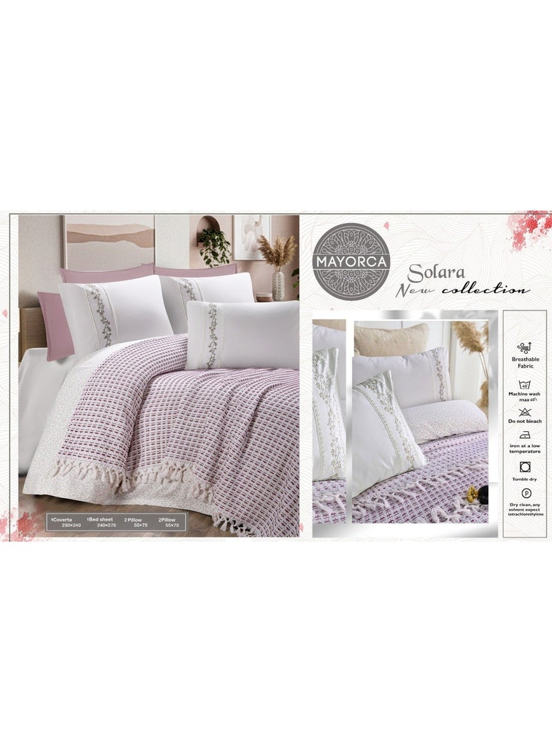Luxurious Mallorca Summer Bedding Set – Off-White with Al-Anabi  Accents, 100% EGYPTION Cotton (6-Piece Set) - Image 2