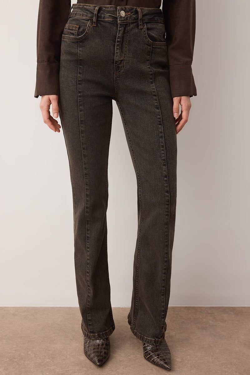 trendyol High Waist Stitching Detail Flare Jeans - Image 3