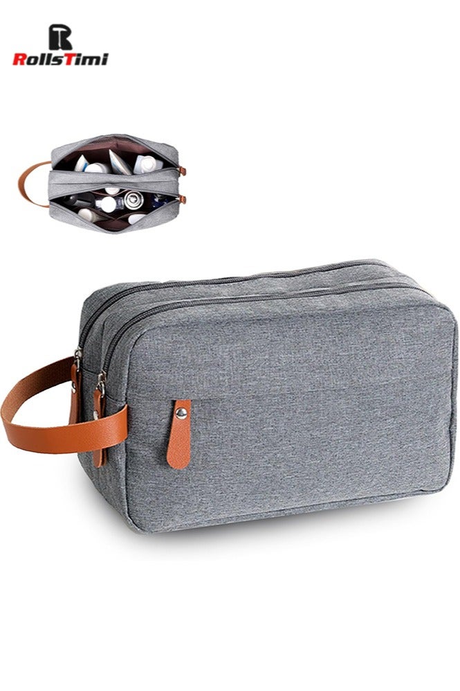 RollsTimi  Toiletry Bag for Men, Portable Travel Toiletry Bag, Hanging Dopp Kit, Water Resistant Shaving Bag with Large Capacity, Travel-Size Accessories, Grey - Image 1