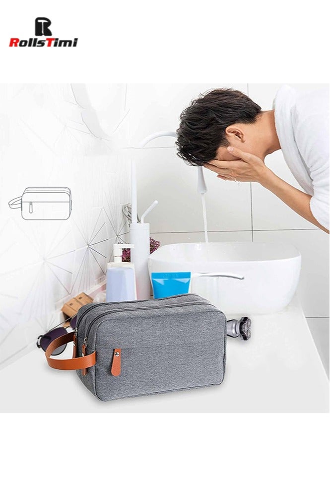 RollsTimi  Toiletry Bag for Men, Portable Travel Toiletry Bag, Hanging Dopp Kit, Water Resistant Shaving Bag with Large Capacity, Travel-Size Accessories, Grey - Image 2