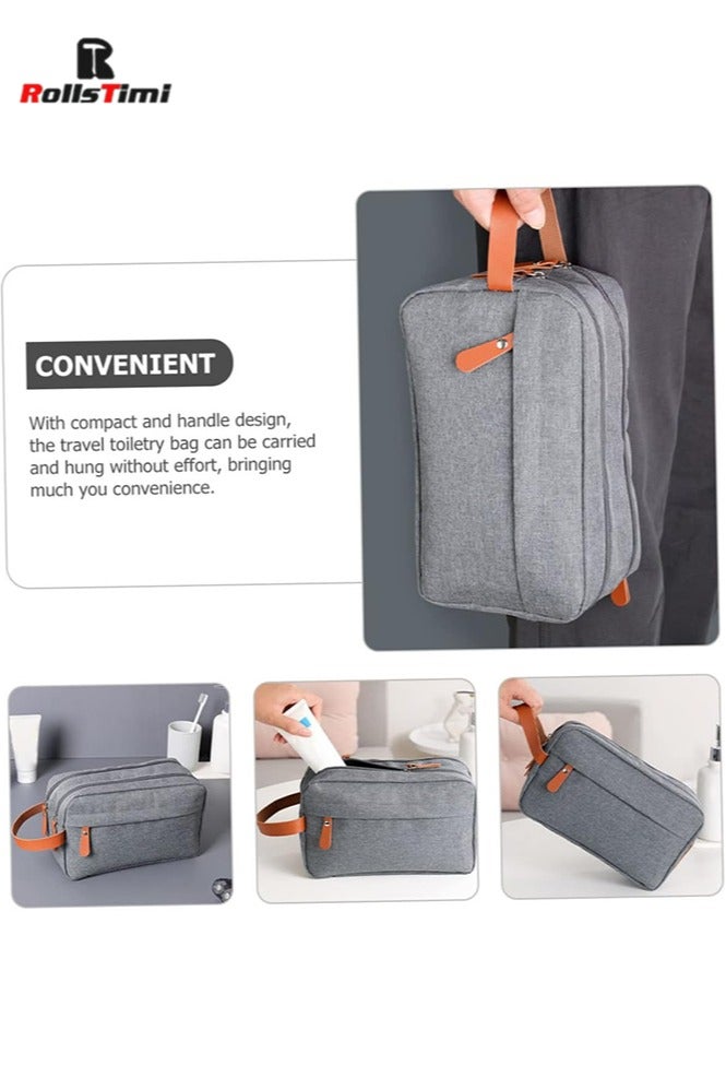 RollsTimi  Toiletry Bag for Men, Portable Travel Toiletry Bag, Hanging Dopp Kit, Water Resistant Shaving Bag with Large Capacity, Travel-Size Accessories, Grey - Image 3