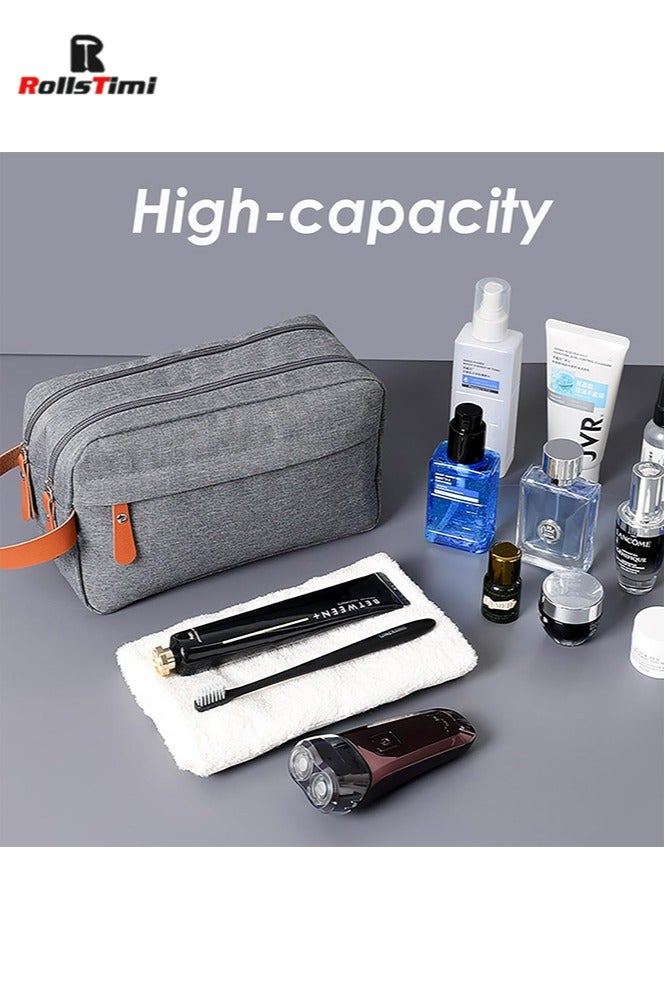 RollsTimi  Toiletry Bag for Men, Portable Travel Toiletry Bag, Hanging Dopp Kit, Water Resistant Shaving Bag with Large Capacity, Travel-Size Accessories, Grey - Image 4