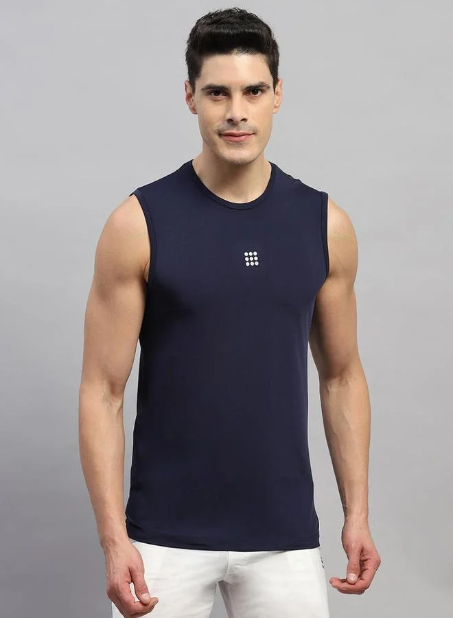 Rock.it Rock.it Men Sky Blue Solid Round Neck T-Shirt