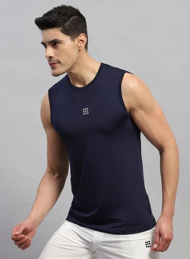 Rock.it Rock.it Men Sky Blue Solid Round Neck T-Shirt