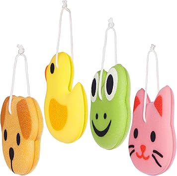 BRUBAKER Set of 4 Bath Sponge Shower Sponge Animals 09 oz 25 g Soap Sponge for Children and Adults Duck Frog Dog and Cat Bath Ball Body Cleansing Sponge Wash Sponge incl Gift Box - Image 3