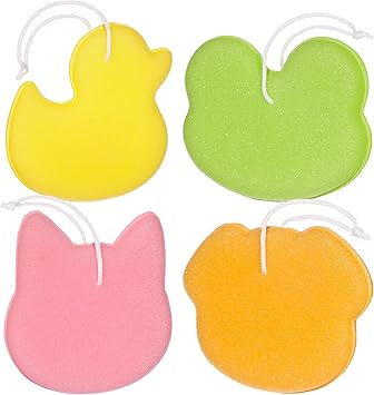 BRUBAKER Set of 4 Bath Sponge Shower Sponge Animals 09 oz 25 g Soap Sponge for Children and Adults Duck Frog Dog and Cat Bath Ball Body Cleansing Sponge Wash Sponge incl Gift Box - Image 2