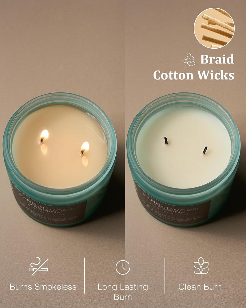 M&SENSE Sandalwood Jasmine Scented Candle, 11.6oz 2 Cotton Wick Home Decor Gift for Relaxation, 70 Hours Burn Time Clean Non-Toxic, Natural Soy Wax for Bathroom Bedroom - Image 5