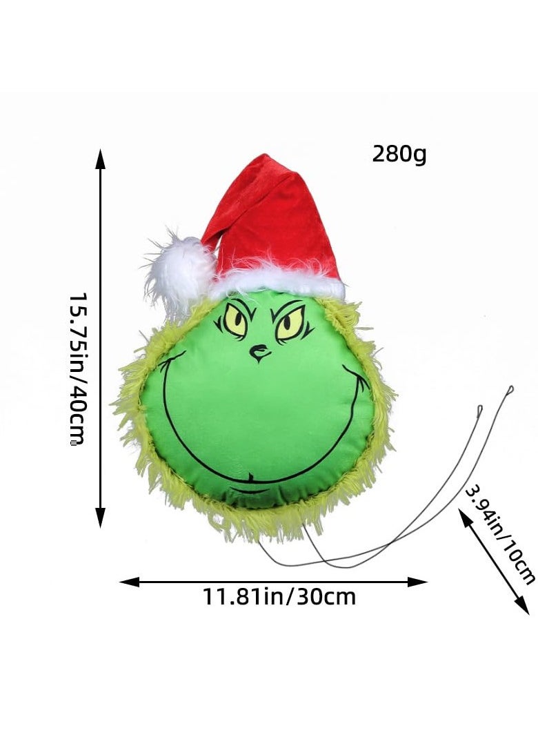 TAPIT - Christmas Furry Green Grinch Christmas Tree Ornament Thief Elf Head Arms Legs for Christmas Tree Topper Decorations and New Year Party Ornaments (Elf Head) - Image 1
