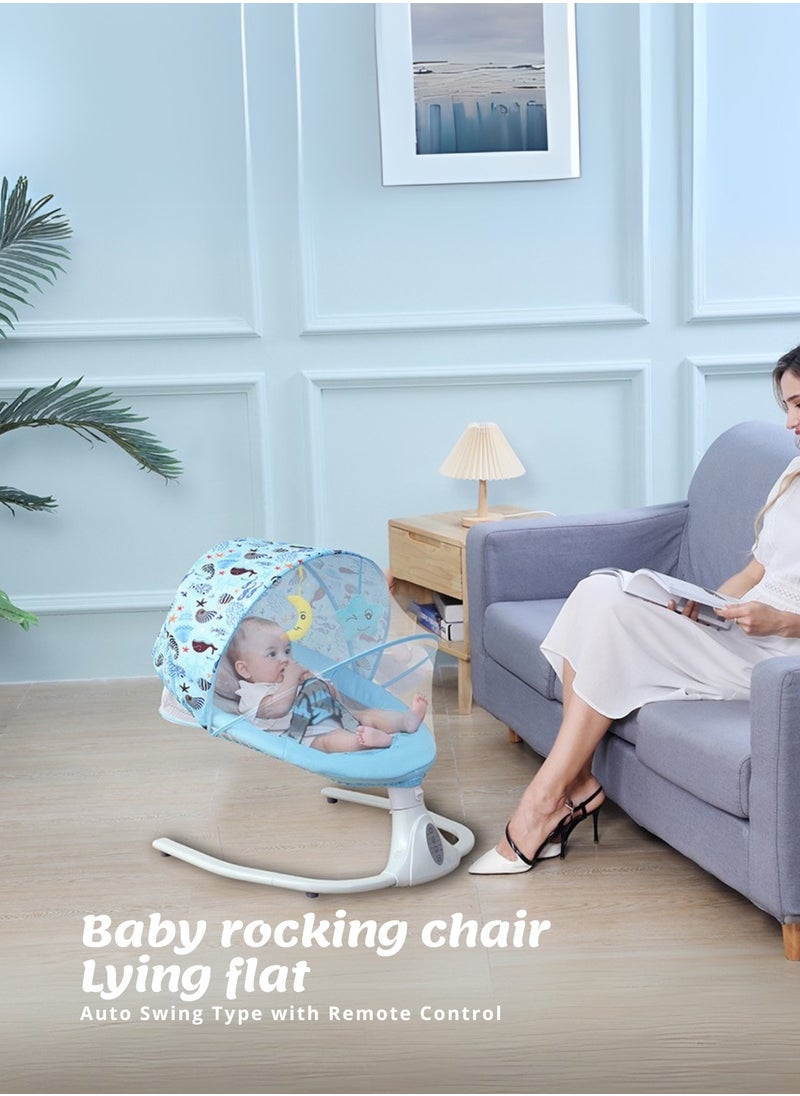 Moms Magic Baby Rocking Chair – Auto Swing with Remote Control, Bluetooth Music, USB Port, 4-Gear Electric Swing, Lying Flat for Comfort  - Image 3