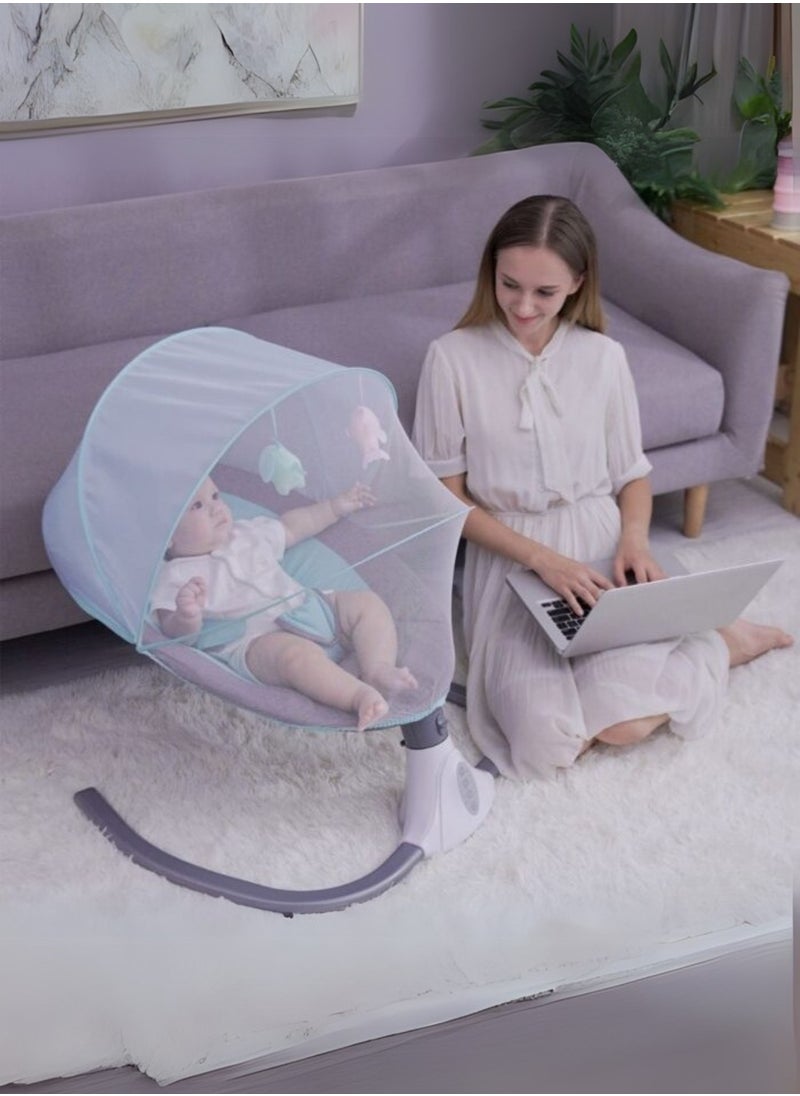 Moms Magic Baby Rocking Chair – Auto Swing with Remote Control, Bluetooth Music, USB Port, 4-Gear Electric Swing, Lying Flat for Comfort  - Image 4