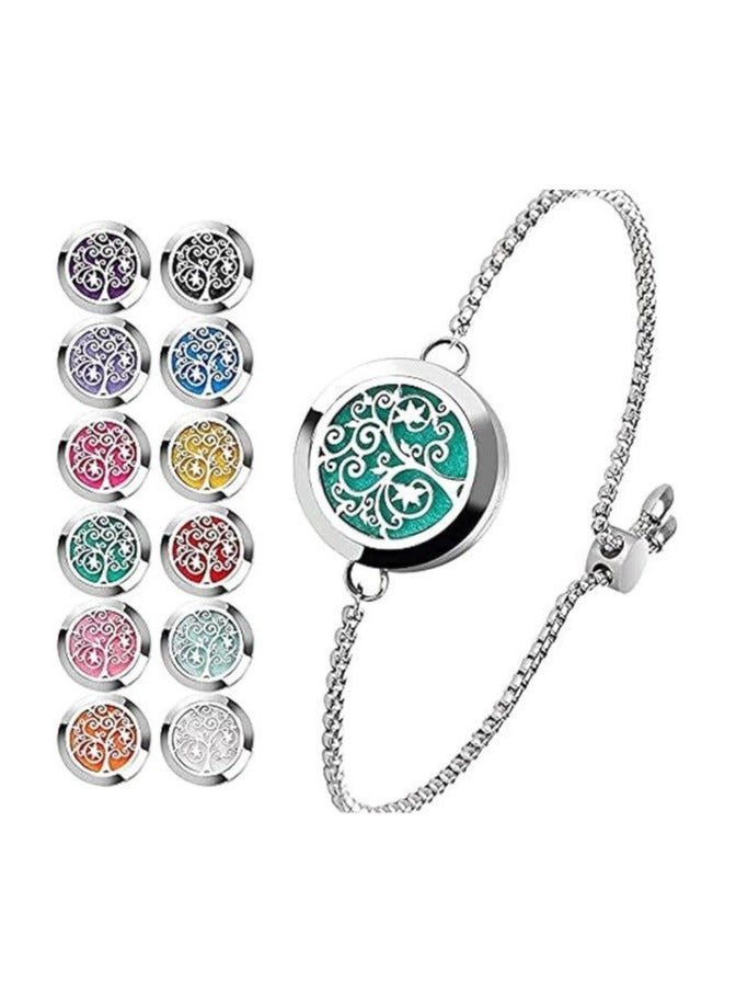 Beauty Essential Oil Diffuser Bracelet – Stainless Steel Aromatherapy Locket, Adjustable Diffuser Bracelet with 24 Refill Pads in 12 Colors, Perfect Gift Set for Women & Girls, Ideal for Relaxation & Stress Relief - Image 1