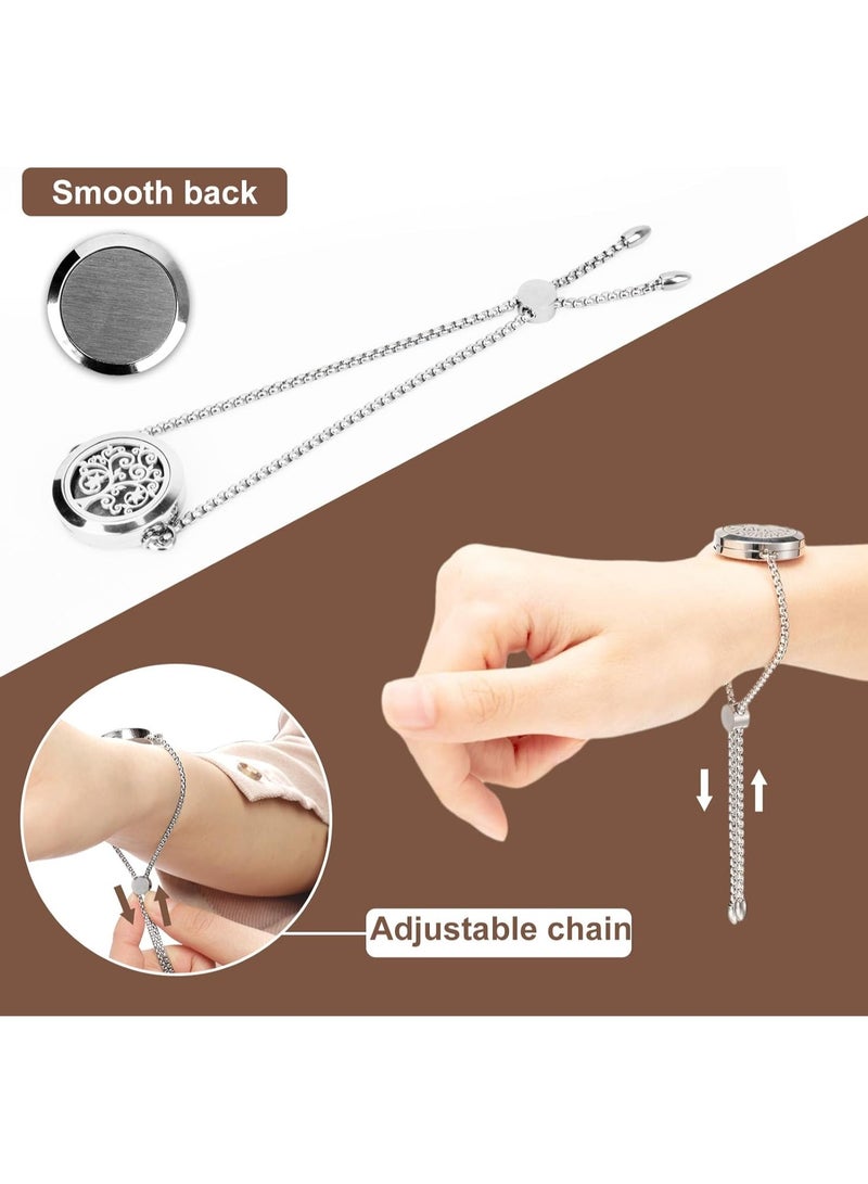 Beauty Essential Oil Diffuser Bracelet – Stainless Steel Aromatherapy Locket, Adjustable Diffuser Bracelet with 24 Refill Pads in 12 Colors, Perfect Gift Set for Women & Girls, Ideal for Relaxation & Stress Relief - Image 4
