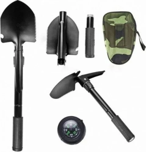BarkoFix Folding Portable Digging Shovel Set Camping Shovel with Compass Bag Shovel Digging Set