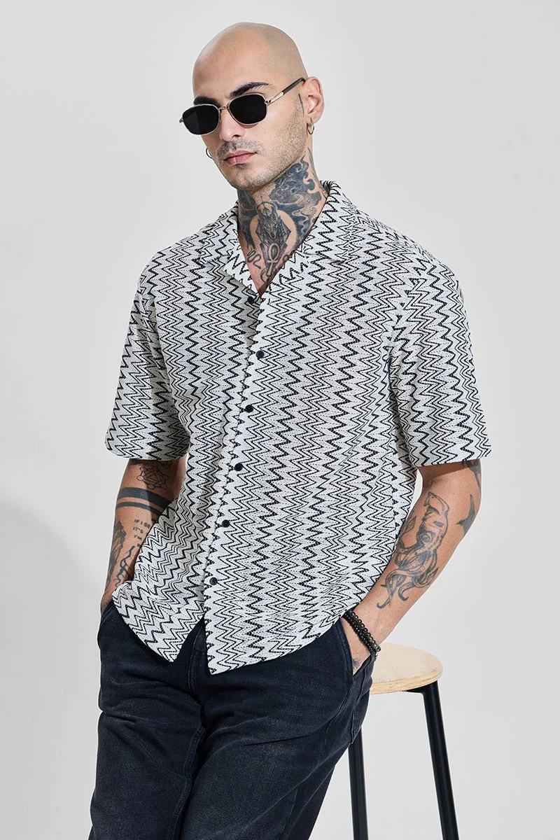 سنيتش قميص كروشيه أبيض مقاس كبير