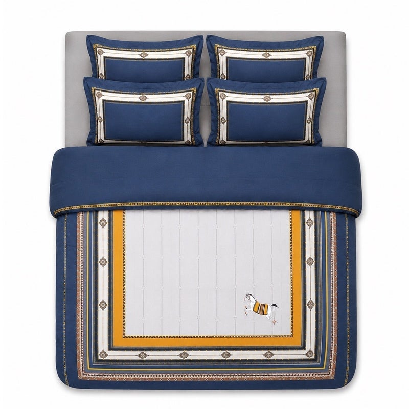 HOMETOPIA King Size 6 Piece Bedding Set Designer Hand Drawn Print Comforter Set Cooling Breathable Soft Stretch Fabric Luxury Duvet Set for AC Room - Image 2