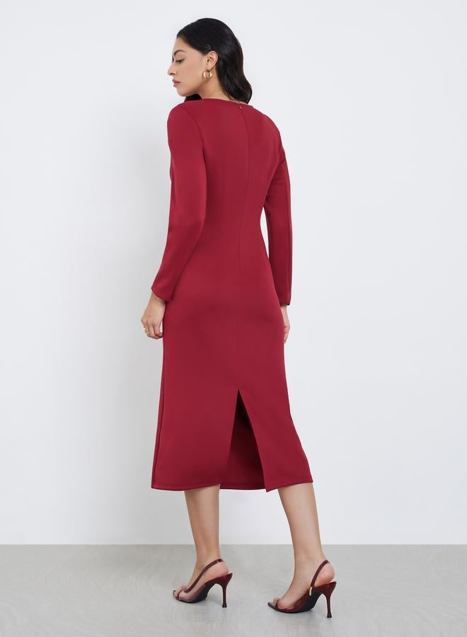 ستايلي فستان ميدي مزين بحلقة معدنية - Image 4