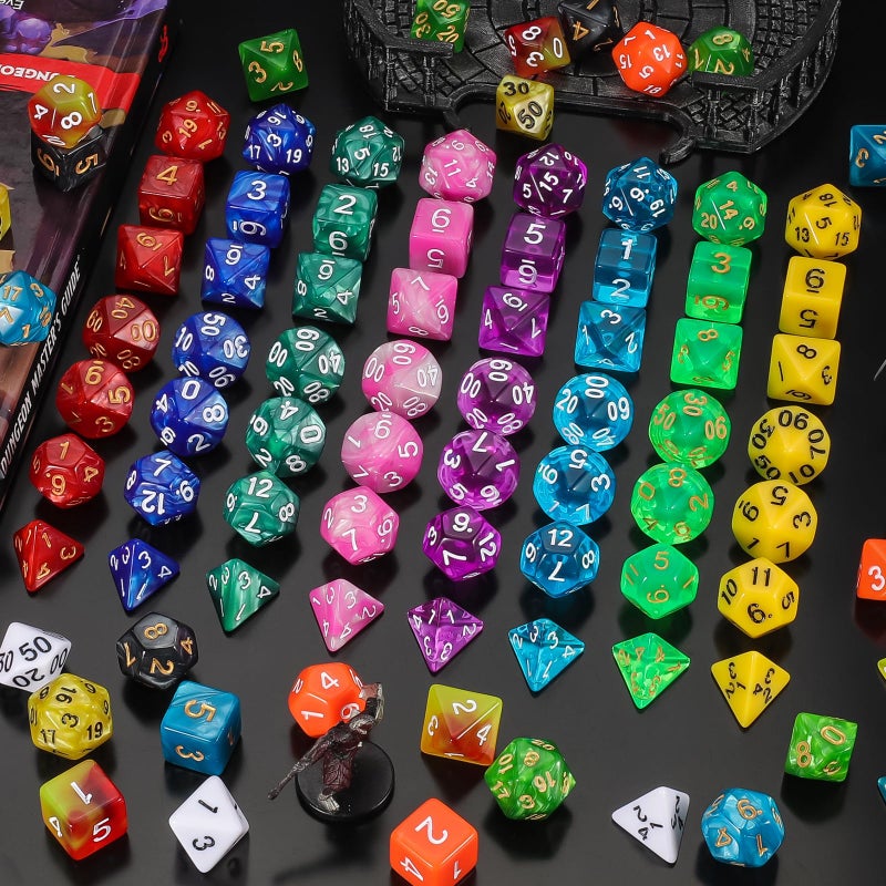 QMay DND Dice Set 15 X 7 Polyhedral Dice (105pcs) with 1 Large Flannel Bag, D&D Dice (D4 D6 D8 D10 D% D12 D20) for Dungeons and Dragons RPG MTG Table Games - Image 2
