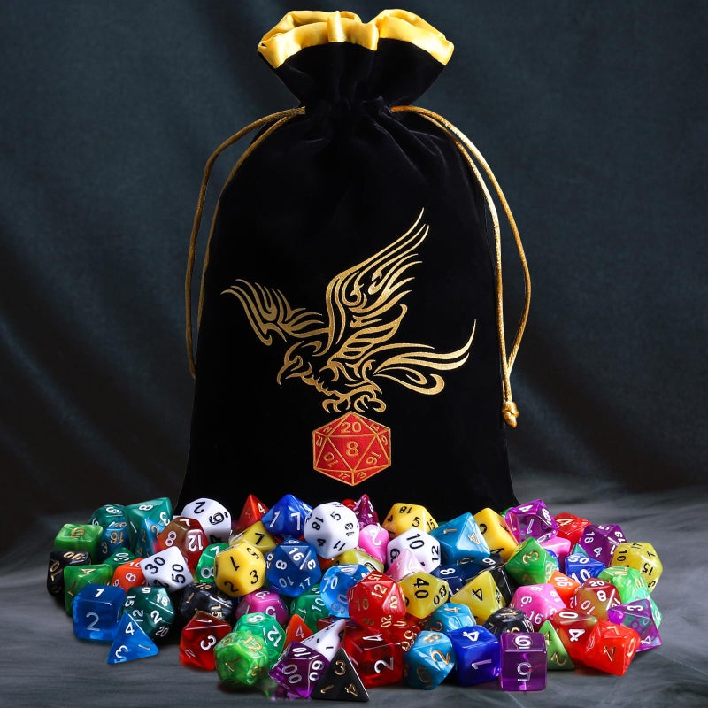 QMay DND Dice Set 15 X 7 Polyhedral Dice (105pcs) with 1 Large Flannel Bag, D&D Dice (D4 D6 D8 D10 D% D12 D20) for Dungeons and Dragons RPG MTG Table Games - Image 4