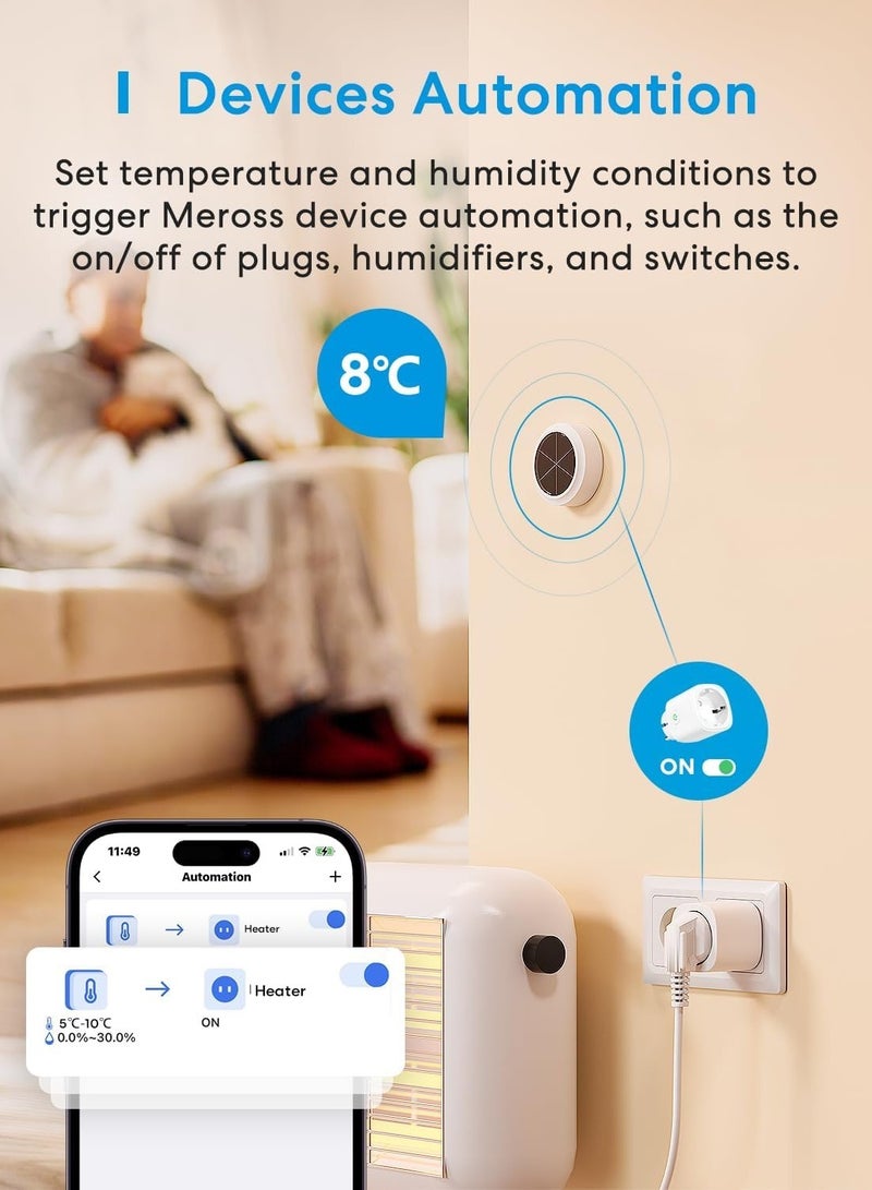 Meross WiFi Hygrometer Indoor Thermometer, Smart Temperature and Humidity Meter with Solar Energy Supply - Image 4
